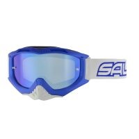 Salice - Maschera moto MX1 Blu Cobalto - Elastico Bianco - Lente Trasparente