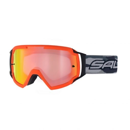 Salice - Maschera moto MX2 Arancio - Elastico Grigio Camuflage - Lente Trasparente