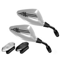 Orion - Coppia di specchietti per Yamaha TMAX U2008 - Fissaggio a Cupolino, tappi inclusi neri