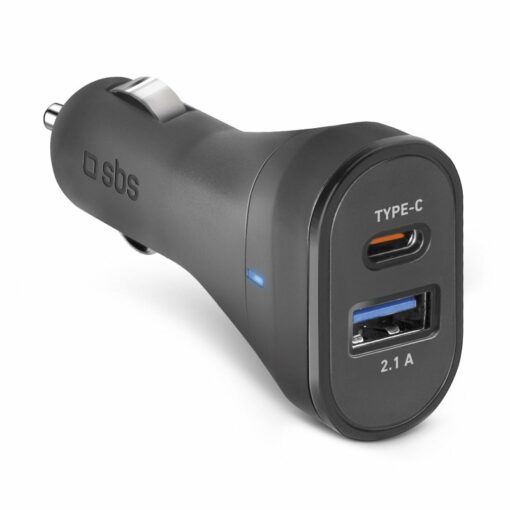 SBS - Caricabatterie da auto Type-C-USB da 2.1A