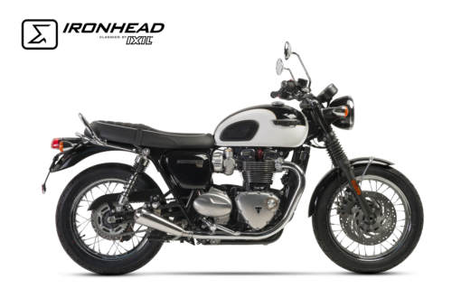 Scarico IXIL - SLIP ON (RIGHT MUFFLER) - IRONHEAD CONICAL MATT INOX - TRIUMPH BONNEVILLE T100 / BLACK 18-20 (DB01)
