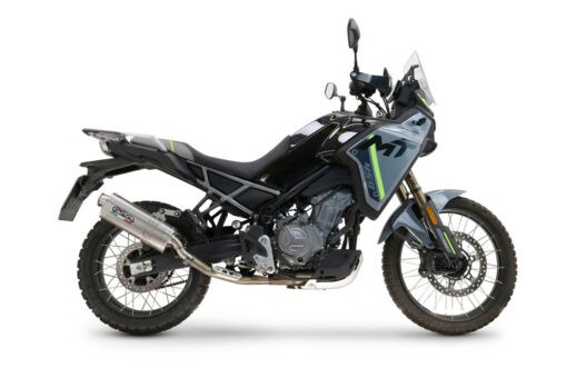 Scarico GPR compatibile con  Cf Moto 450 MT 2024-2025, Dune Triovale Titanio, Scarico omologato, silenziatore con db killer estraibile e raccordo specifico