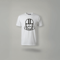 Ethen T-Shirt Logo Rider – Bianco con Stampa Nera o Marrone