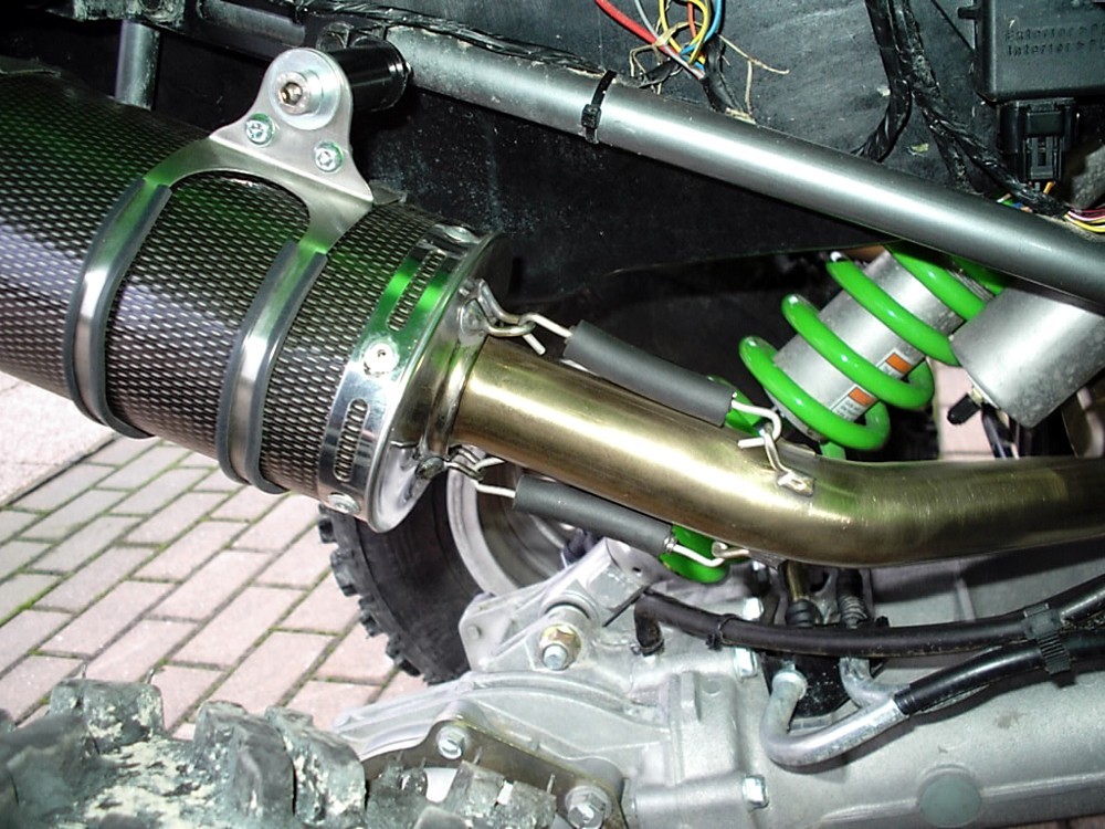 Scarico GPR compatibile con Kawasaki Kfx 700 2004-2011, Deeptone Atv, Scarico completo omologato,fornito con due terminali, db killer estraibili e collettore - immagine 7