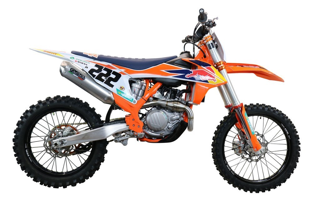Scarico GPR compatibile con Gas Gas MC 450F 2021-2023, Pentacross FULL Titanium, Scarico completo racing, fornito con db killer estraibile e collettore, non legale per uso stradale - immagine 7