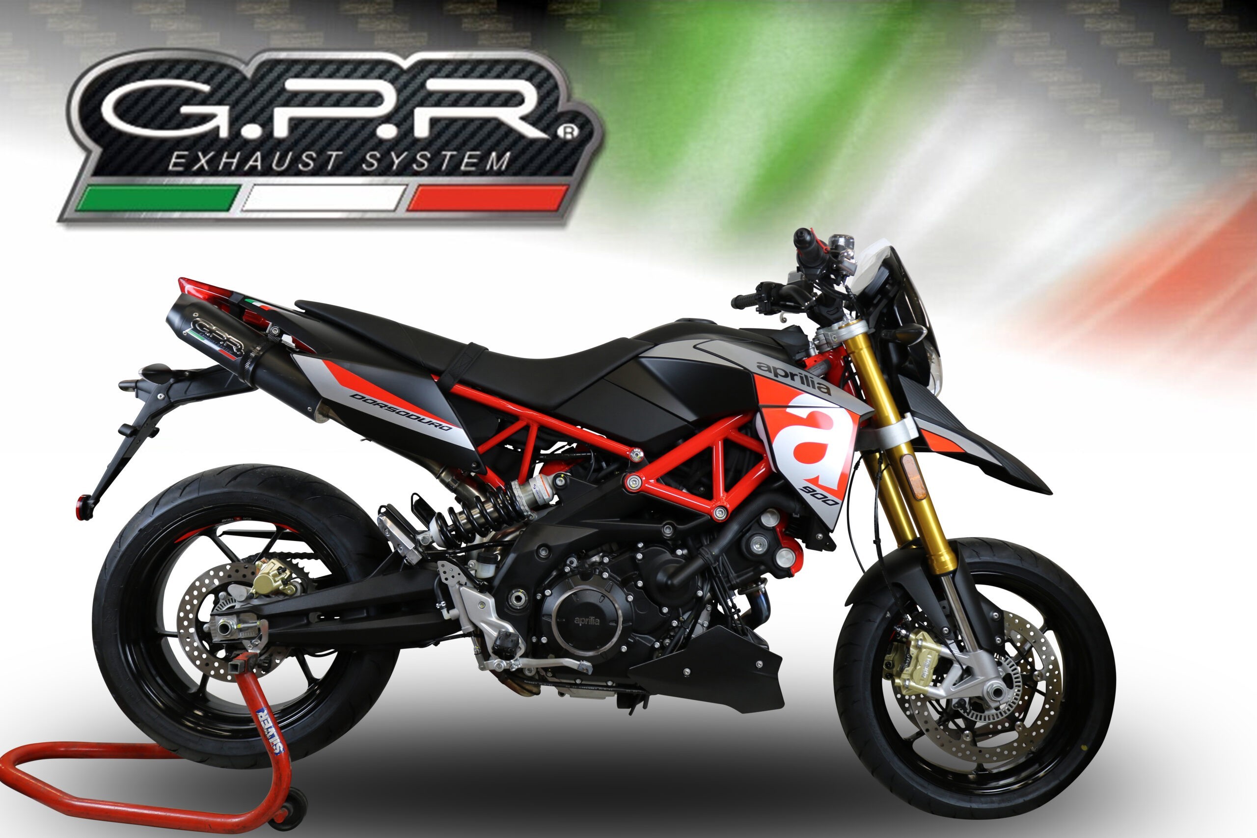 Scarico GPR compatibile con Aprilia Dorsoduro 750 2008-2016, Furore Nero, Coppia di silenziatori di scarico racing, con raccordo, articolo senza omologazione - immagine 3