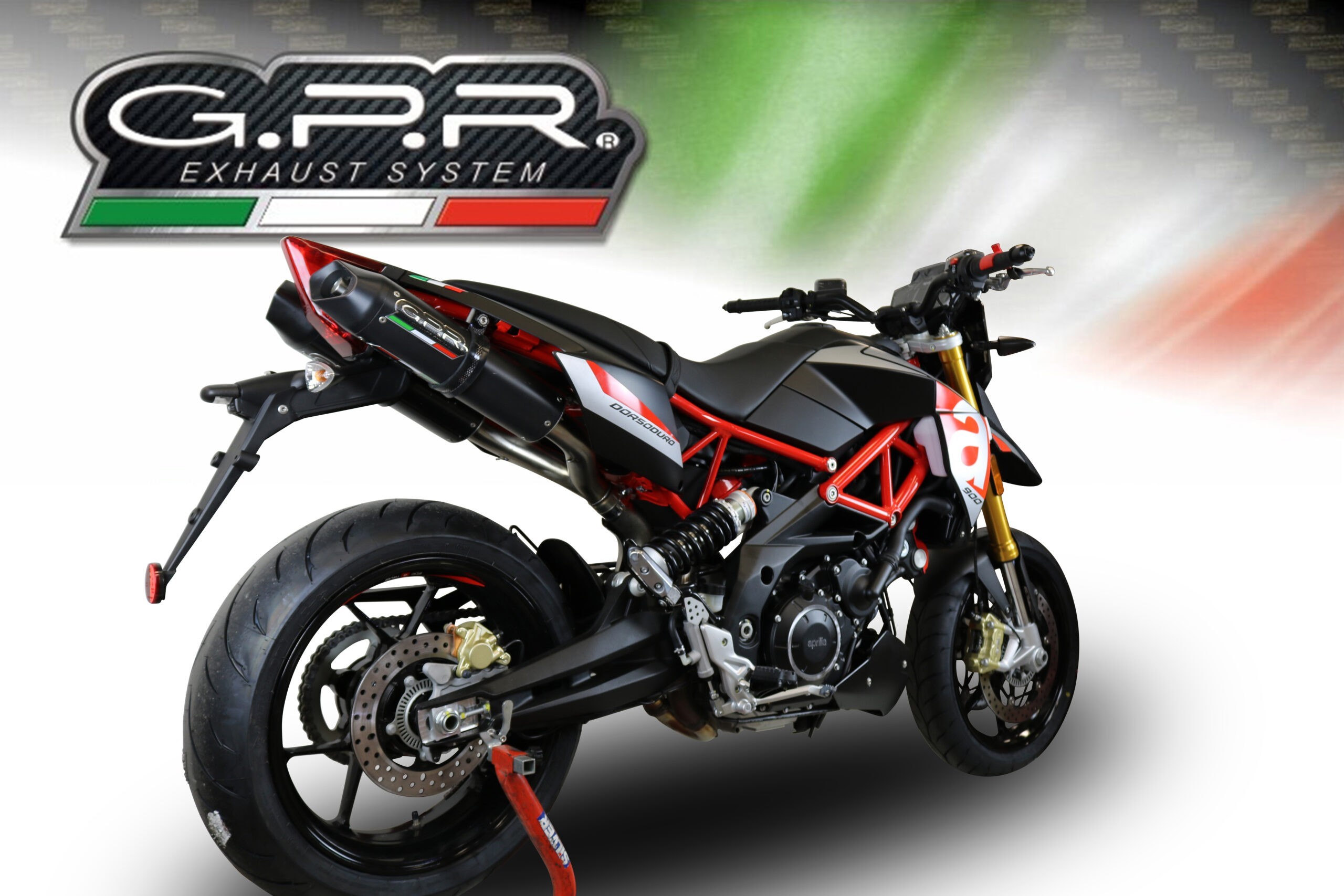 Scarico GPR compatibile con Aprilia Dorsoduro 750 2008-2016, Furore Nero, Coppia di silenziatori di scarico racing, con raccordo, articolo senza omologazione - immagine 4