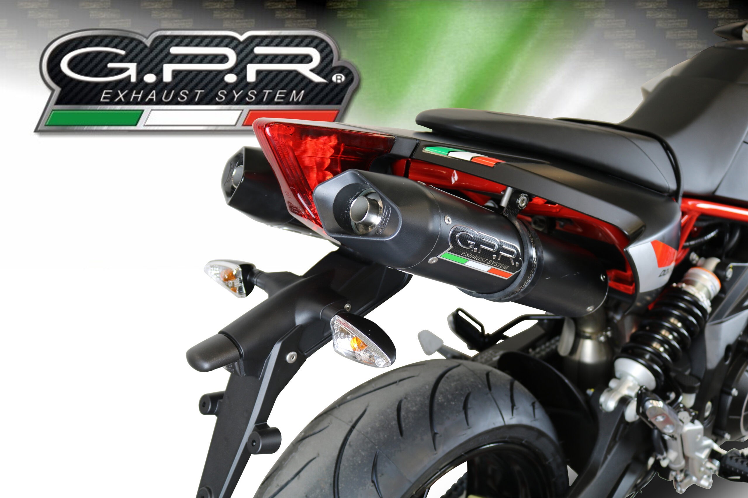 Scarico GPR compatibile con Aprilia Dorsoduro 750 2008-2016, Furore Nero, Coppia di silenziatori di scarico racing, con raccordo, articolo senza omologazione - immagine 5