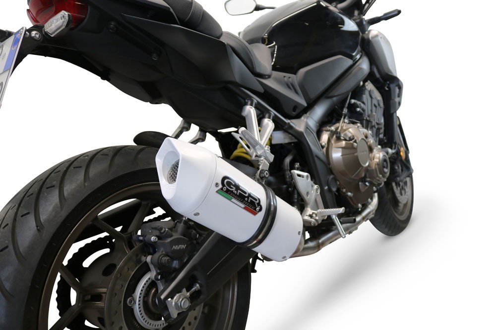 Scarico GPR compatibile con Honda Cb 650 F 2014-2016, Albus Ceramic, Scarico completo omologato,fornito con db killer estraibile,catalizzatore e collettore - immagine 8
