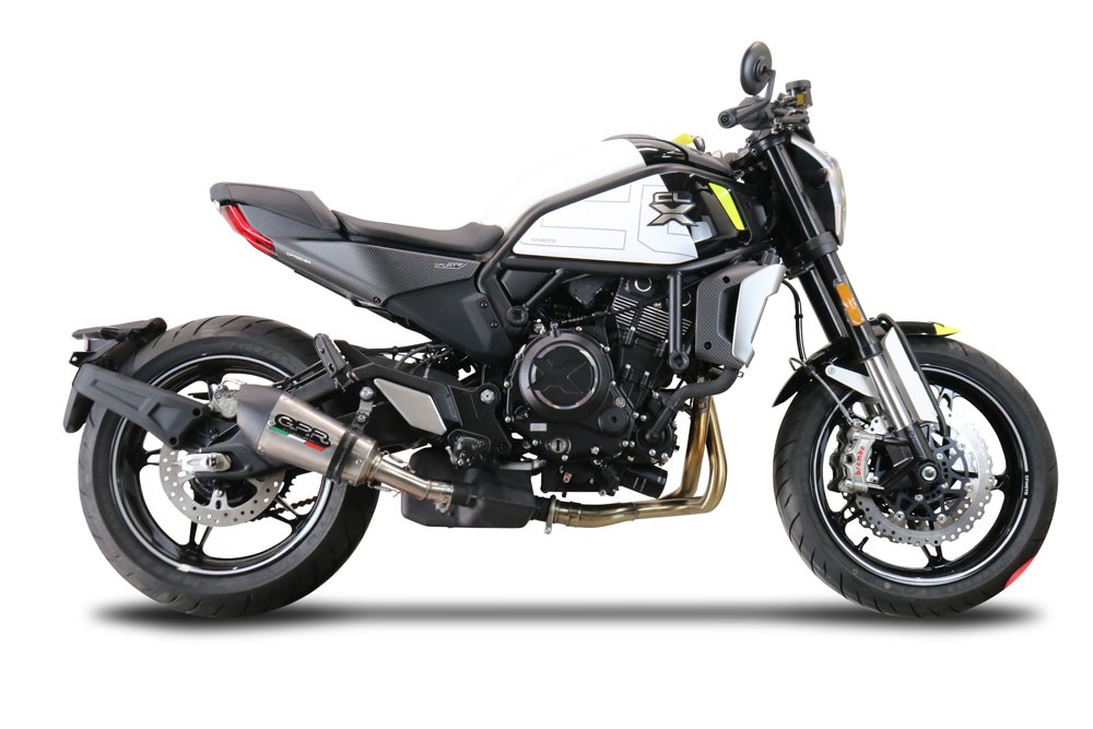 Scarico GPR compatibile con Cf Moto 700 CL-X Heritage 2022-2024, New Grand Prix Evo Titanium, Scarico omologato, silenziatore con db killer estraibile e raccordo specifico - immagine 4