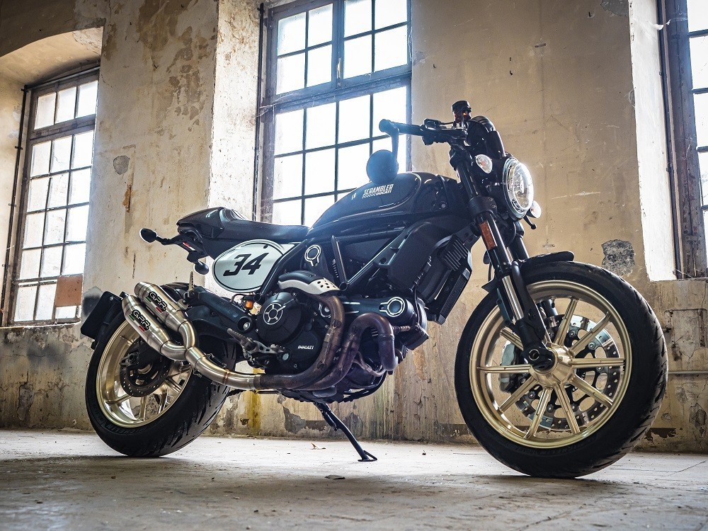Scarico GPR compatibile con Ducati Scrambler 800 2017-2020, Deeptone Inox, Coppia di terminali di scarico omologati, forniti con db killer removibile, catalizzatori e raccordi specifici - immagine 7