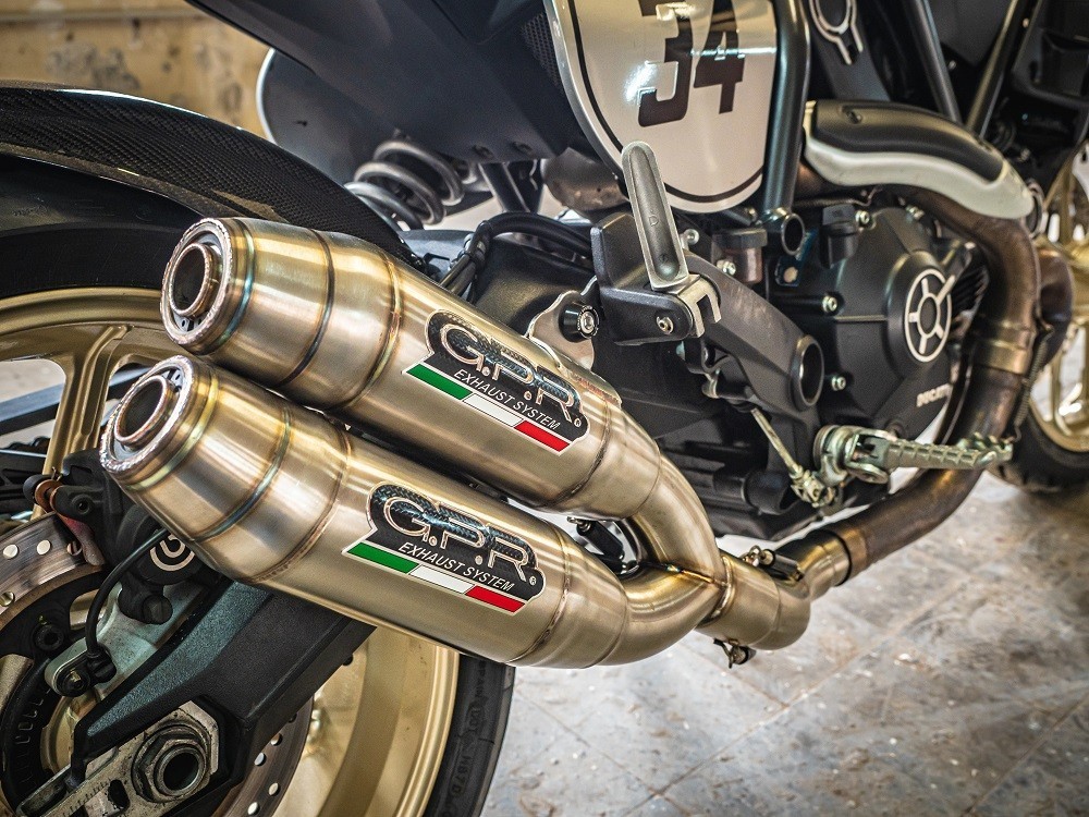 Scarico GPR compatibile con Ducati Scrambler 800 2017-2020, Deeptone Inox, Coppia di terminali di scarico omologati, forniti con db killer removibile, catalizzatori e raccordi specifici - immagine 8