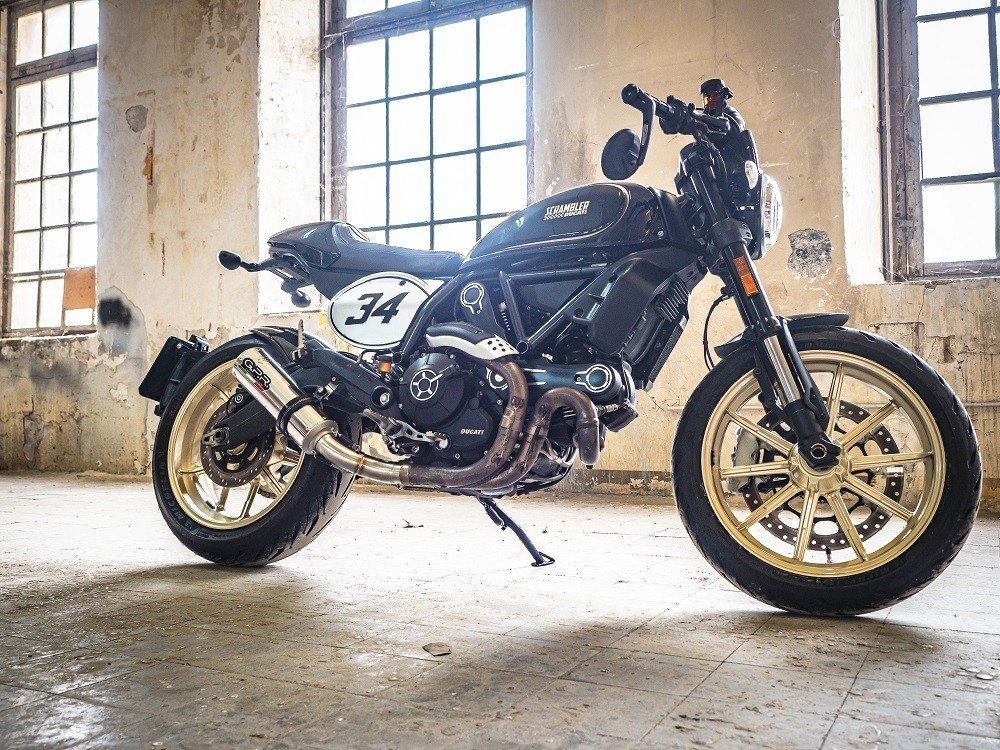 Scarico GPR compatibile con Ducati Scrambler 800 2017-2020, M3 Inox , Terminale di scarico omologato,fornito con db killer estraibile,catalizzatore e raccordo specifico - immagine 8