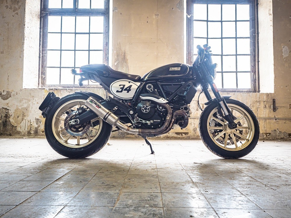Scarico GPR compatibile con Ducati Scrambler 800 2017-2020, M3 Titanium Natural, Terminale di scarico omologato,fornito con db killer estraibile,catalizzatore e raccordo specifico - immagine 6