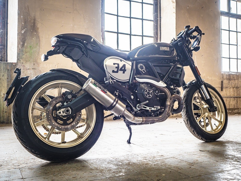 Scarico GPR compatibile con Ducati Scrambler 800 2017-2020, M3 Titanium Natural, Terminale di scarico omologato,fornito con db killer estraibile,catalizzatore e raccordo specifico - immagine 7