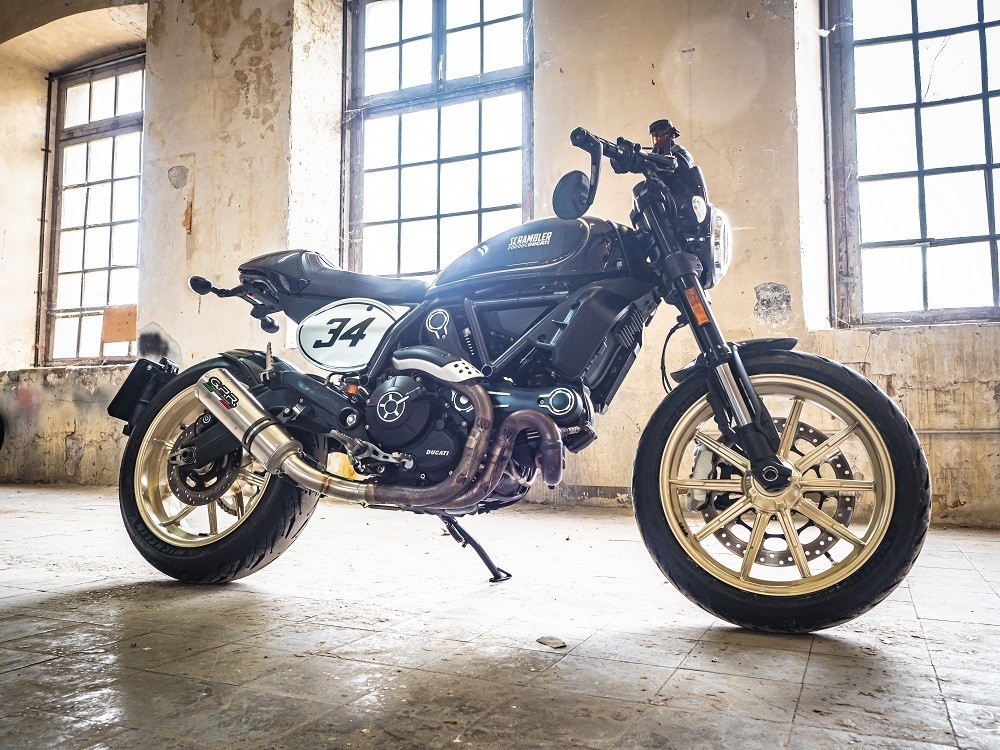 Scarico GPR compatibile con Ducati Scrambler 800 2017-2020, M3 Titanium Natural, Terminale di scarico omologato,fornito con db killer estraibile,catalizzatore e raccordo specifico - immagine 8