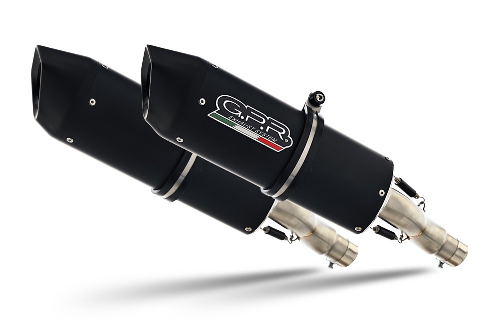 Scarico GPR compatibile con Aprilia Rsv 1000 R Factory 2006-2010, Furore Nero, Coppia di terminali di scarico omologati, forniti con db killer removibili e raccordi specifici