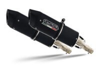 Scarico GPR compatibile con  Aprilia Pegaso 3 650 -Pegaso i.e. 1997-2004, Furore Nero, Coppia di terminali di scarico omologati, forniti con db killer removibili e raccordi specifici