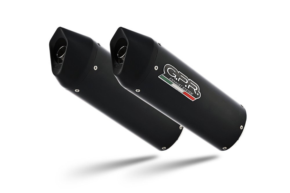 Scarico GPR compatibile con Suzuki Tl 1000 S 1997-2003, Furore Nero, Coppia di silenziatori di scarico omologati, con flangia specifica, con db killer estraibili - immagine 2