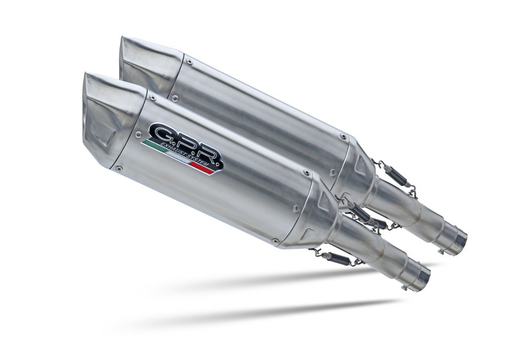 Scarico GPR compatibile con Moto Guzzi Breva 750 2003-2009, Furore-X Inox, Coppia di terminali di scarico omologati, forniti con db killer removibili e raccordi specifici