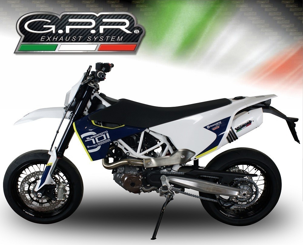 Scarico GPR compatibile con Husqvarna Supermoto 701 2015-2016, Albus Ceramic, Terminale di scarico omologato, fornito con db killer estraibile, catalizzatore e raccordo specifico - immagine 5