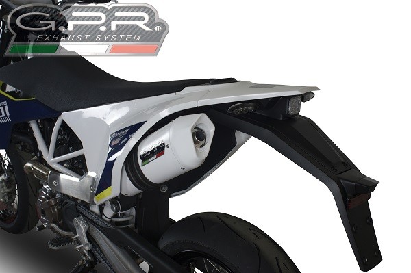 Scarico GPR compatibile con Husqvarna Supermoto 701 2015-2016, Albus Ceramic, Terminale di scarico omologato, fornito con db killer estraibile, catalizzatore e raccordo specifico - immagine 7