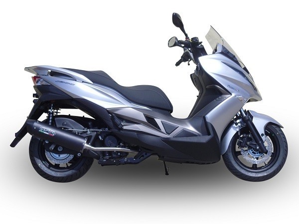 Scarico GPR compatibile con Hyosung Comet 650 Gt - R 2004-2016, Furore Nero, Silenziatore di scarico omologato, con flangia specifica, con db killer estraibile - immagine 4