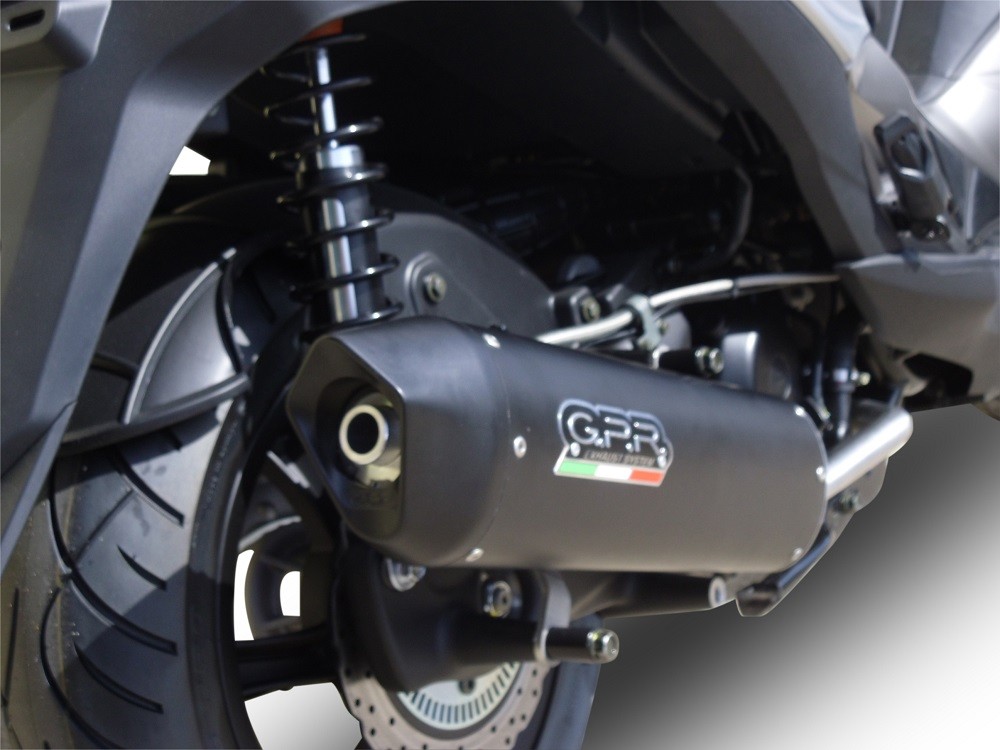 Scarico GPR compatibile con Hyosung Comet 650 Gt - R 2004-2016, Furore Nero, Silenziatore di scarico omologato, con flangia specifica, con db killer estraibile - immagine 5