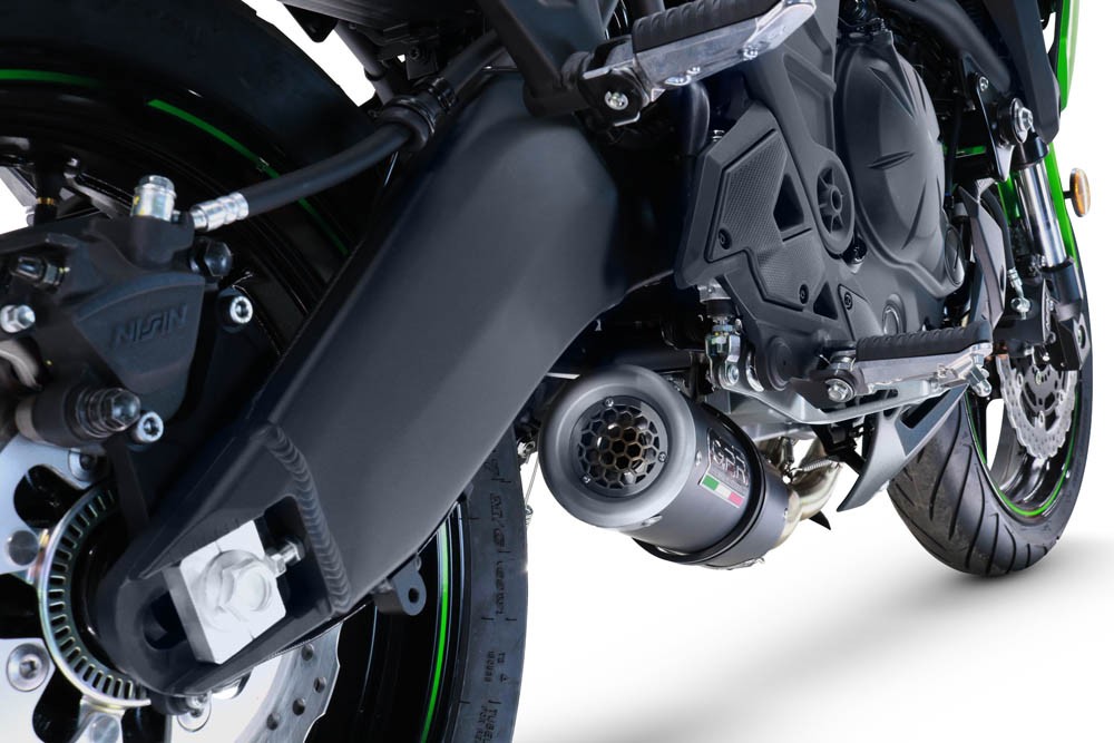 Scarico GPR compatibile con Kawasaki Versys 650 2021-2022, M3 Black Titanium, Scarico completo racing, fornito con db killer estraibile e collettore, non conforme per uso stradale - immagine 7