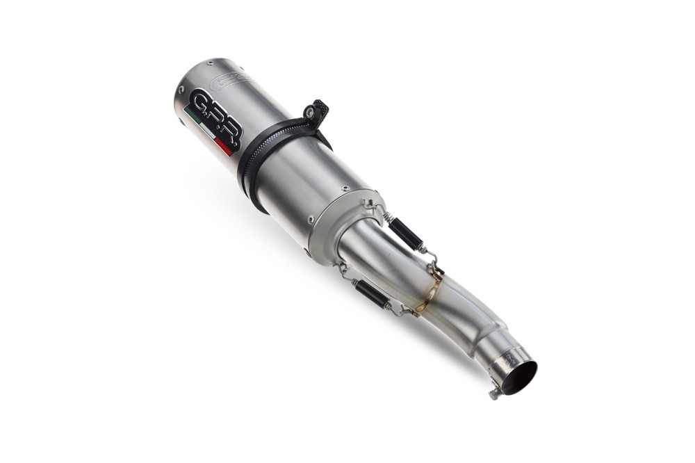 Scarico GPR compatibile con Kawasaki Versys 650 2006-2014, M3 Titanium Natural, Terminale di scarico omologato, fornito con db killer estraibile, catalizzatore e raccordo specifico - immagine 2