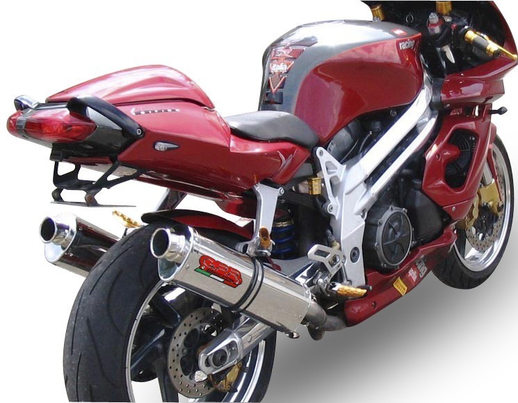 Scarico GPR compatibile con Aprilia Rsv 1000 R Factory 2004-2005, Trioval, Coppia di terminali di scarico omologati, forniti con db killer removibili e raccordi specifici - immagine 6