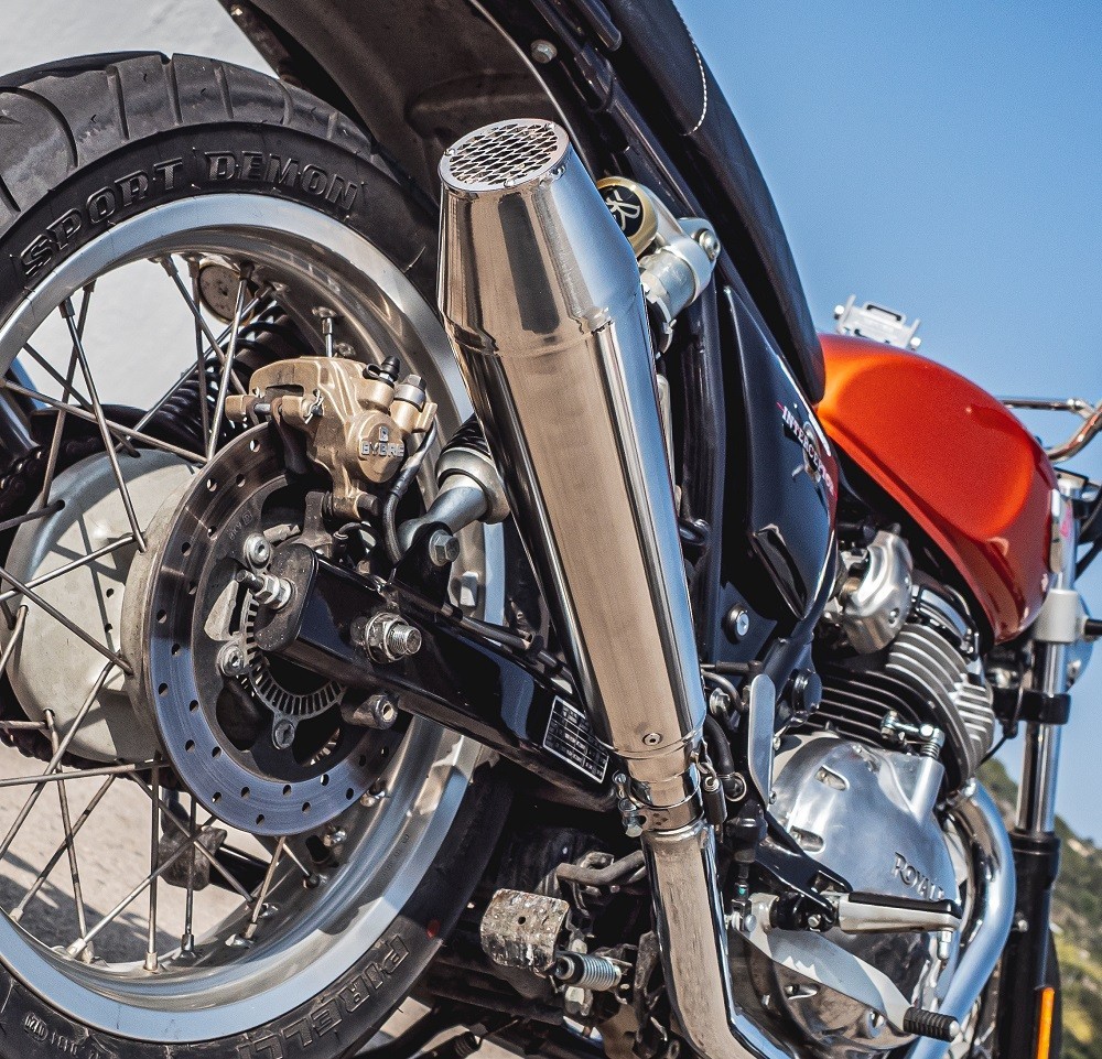 Scarico GPR compatibile con Bmw R 45 1979-1985, Ultracone Inox Cafè Racer, Silenziatore di scarico omologato,con db killer estraibile,fornito senza raccordo - immagine 2