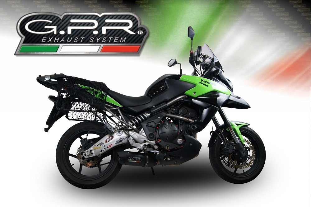 Scarico GPR compatibile con Kawasaki Versys 650 2006-2014, Furore Nero, Terminale di scarico omologato, fornito con db killer estraibile, catalizzatore e raccordo specifico - immagine 5